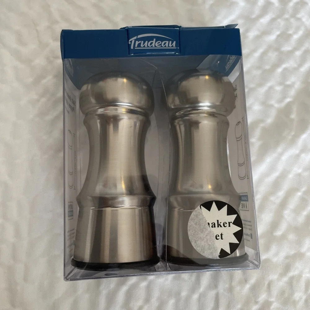 Trudeau Stainless Steel 4-1/2-Inch Salt and Pepper Shakers